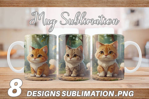 Mug Wrap Cartoon Cat in Forest Sublimation artnoy 