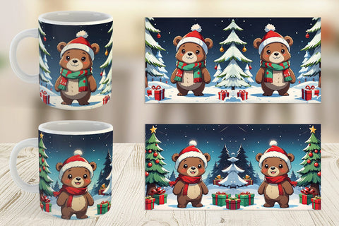 Mug Wrap Cartoon Christmas Bear Sublimation artnoy 