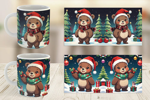 Mug Wrap Cartoon Christmas Bear Sublimation artnoy 