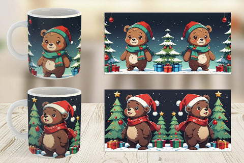 Mug Wrap Cartoon Christmas Bear Sublimation artnoy 