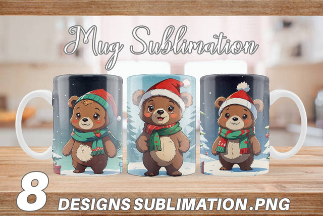 Mug Wrap Cartoon Christmas Bear Sublimation artnoy 