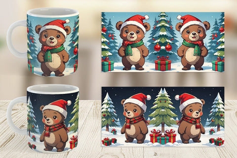 Mug Wrap Cartoon Christmas Bear Sublimation artnoy 