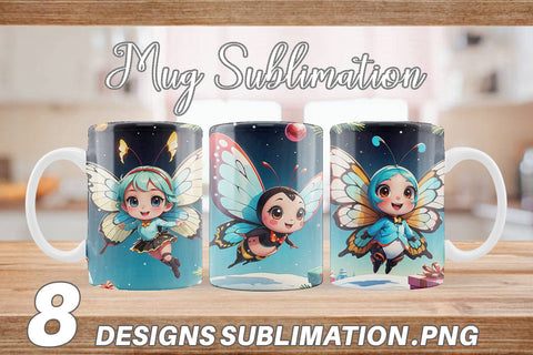 Mug Wrap Cartoon Christmas Butterfly Sublimation artnoy 