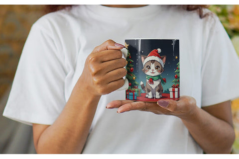 Mug Wrap Cartoon Christmas Cat Sublimation artnoy 