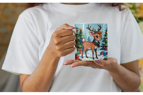Mug Wrap Cartoon Christmas Deer Sublimation artnoy 