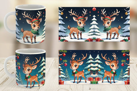 Mug Wrap Cartoon Christmas Deer Sublimation artnoy 