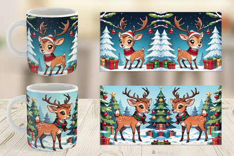 Mug Wrap Cartoon Christmas Deer Sublimation artnoy 