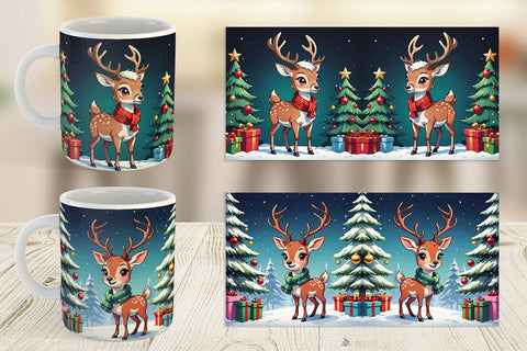 Mug Wrap Cartoon Christmas Deer Sublimation artnoy 