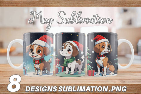 Mug Wrap Cartoon Christmas Dog Sublimation artnoy 