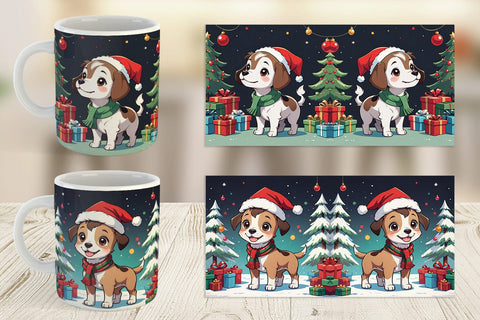 Mug Wrap Cartoon Christmas Dog Sublimation artnoy 