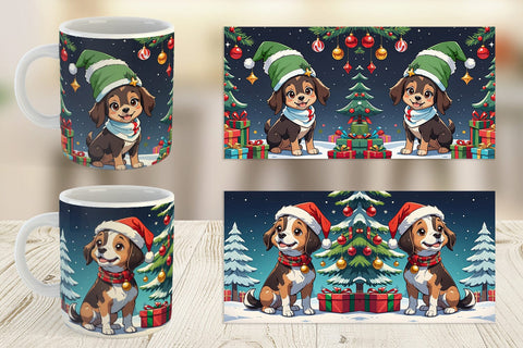 Mug Wrap Cartoon Christmas Dog Sublimation artnoy 