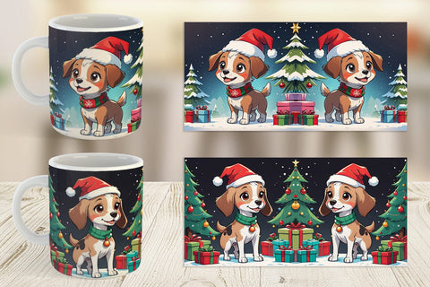 Mug Wrap Cartoon Christmas Dog Sublimation artnoy 