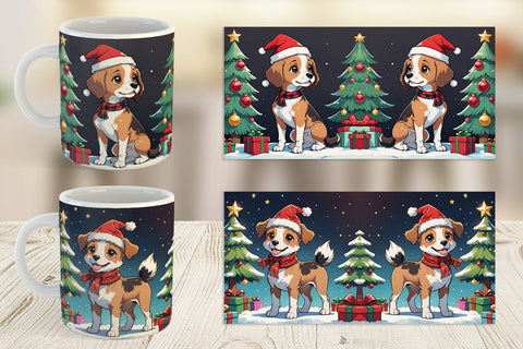 Mug Wrap Cartoon Christmas Dog Sublimation artnoy 