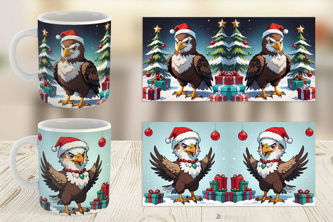 Mug Wrap Cartoon Christmas Eagle Sublimation artnoy 