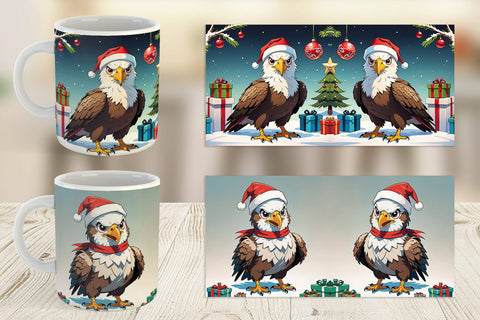 Mug Wrap Cartoon Christmas Eagle Sublimation artnoy 