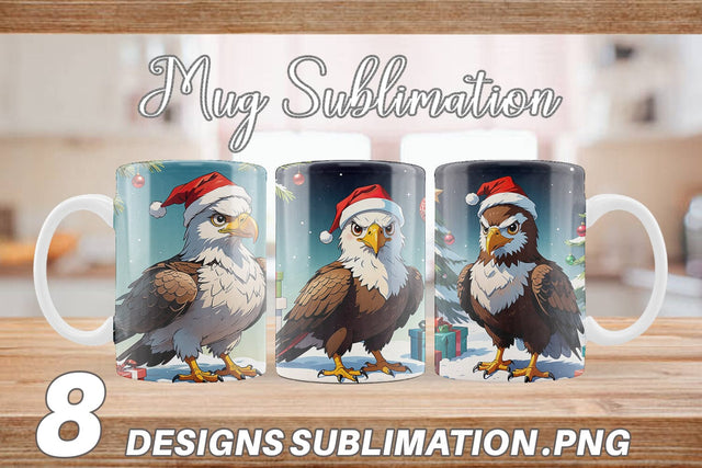 Mug Wrap Cartoon Christmas Eagle Sublimation artnoy 