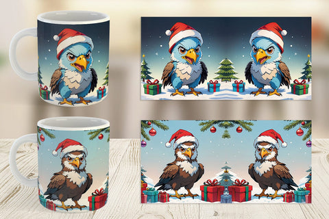 Mug Wrap Cartoon Christmas Eagle Sublimation artnoy 