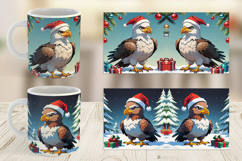 Mug Wrap Cartoon Christmas Eagle Sublimation artnoy 