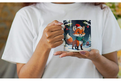 Mug Wrap Cartoon Christmas Fox Sublimation artnoy 