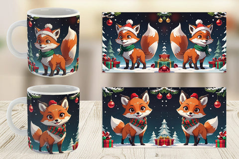Mug Wrap Cartoon Christmas Fox Sublimation artnoy 