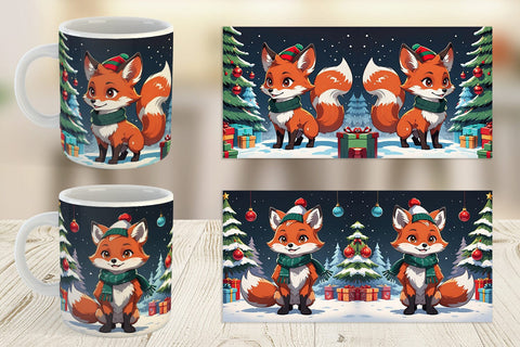 Mug Wrap Cartoon Christmas Fox Sublimation artnoy 