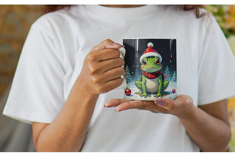 Mug Wrap Cartoon Christmas Frog Sublimation artnoy 