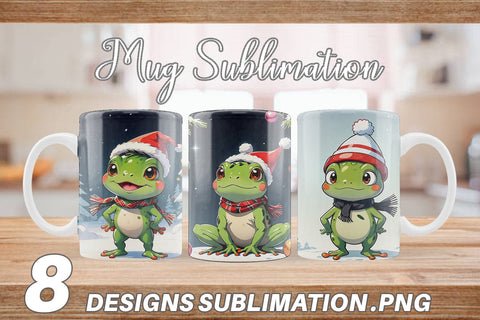 Mug Wrap Cartoon Christmas Frog Sublimation artnoy 