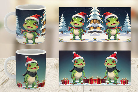 Mug Wrap Cartoon Christmas Frog Sublimation artnoy 