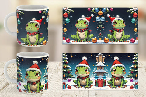 Mug Wrap Cartoon Christmas Frog Sublimation artnoy 