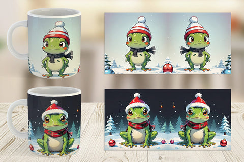 Mug Wrap Cartoon Christmas Frog Sublimation artnoy 