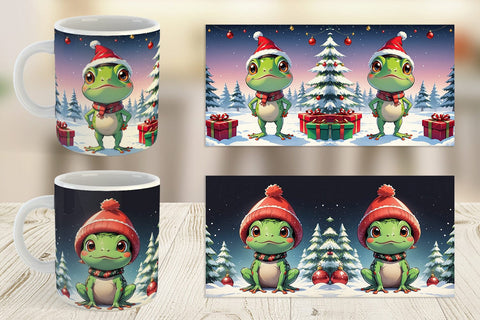 Mug Wrap Cartoon Christmas Frog Sublimation artnoy 
