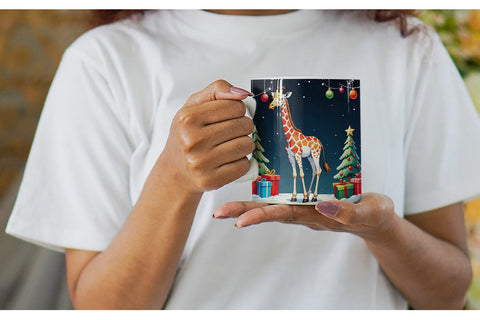 Mug Wrap Cartoon Christmas Giraffe Sublimation artnoy 