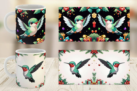 Mug Wrap Cartoon Christmas Hummingbird Sublimation artnoy 