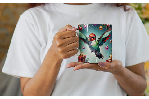 Mug Wrap Cartoon Christmas Hummingbird Sublimation artnoy 