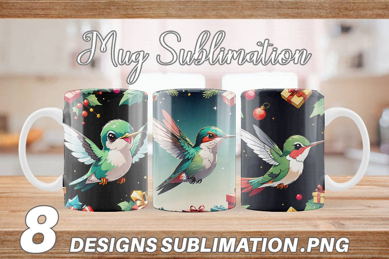 Mug Wrap Cartoon Christmas Hummingbird Sublimation artnoy 