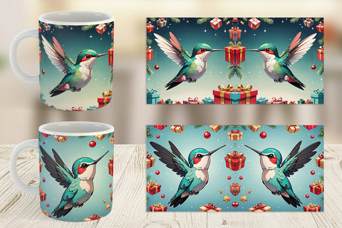 Mug Wrap Cartoon Christmas Hummingbird Sublimation artnoy 