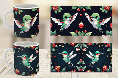 Mug Wrap Cartoon Christmas Hummingbird Sublimation artnoy 