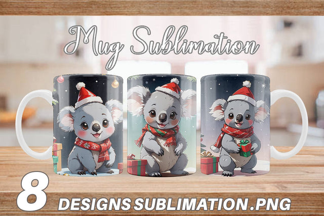 Mug Wrap Cartoon Christmas Koala Sublimation artnoy 