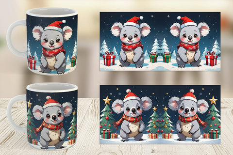 Mug Wrap Cartoon Christmas Koala Sublimation artnoy 