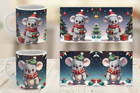 Mug Wrap Cartoon Christmas Koala Sublimation artnoy 