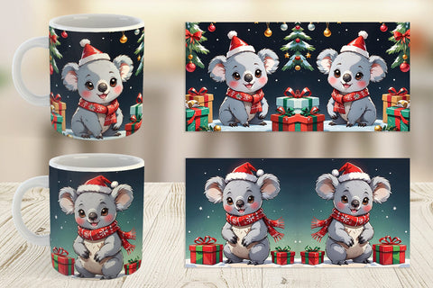Mug Wrap Cartoon Christmas Koala Sublimation artnoy 