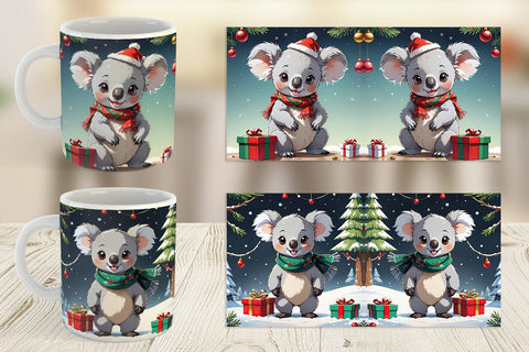 Mug Wrap Cartoon Christmas Koala Sublimation artnoy 
