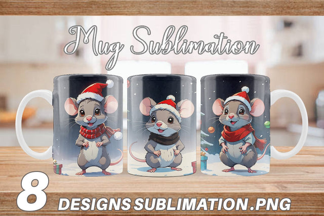 Mug Wrap Cartoon Christmas Mouse Sublimation artnoy 