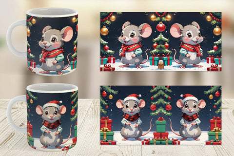 Mug Wrap Cartoon Christmas Mouse Sublimation artnoy 