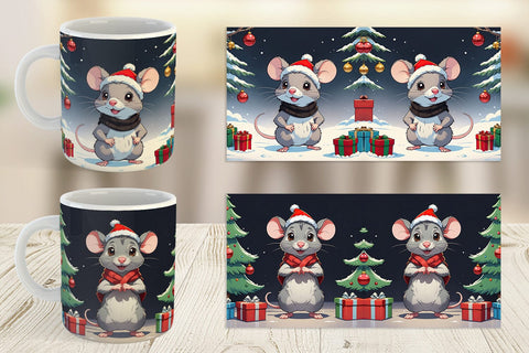 Mug Wrap Cartoon Christmas Mouse Sublimation artnoy 