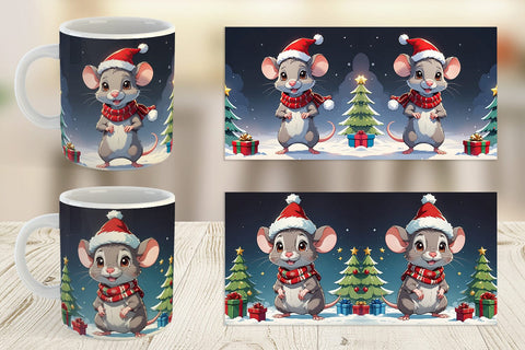 Mug Wrap Cartoon Christmas Mouse Sublimation artnoy 
