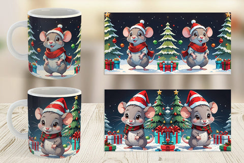 Mug Wrap Cartoon Christmas Mouse Sublimation artnoy 