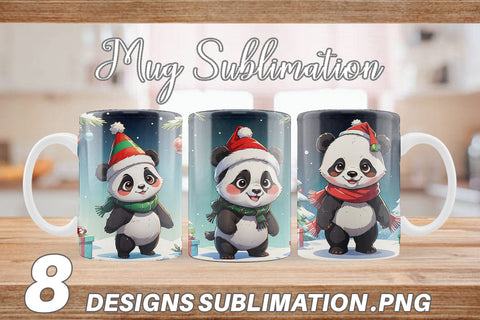 Mug Wrap Cartoon Christmas Panda Sublimation artnoy 