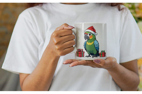 Mug Wrap Cartoon Christmas Parrot Sublimation artnoy 