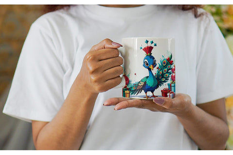 Mug Wrap Cartoon Christmas Peacock Sublimation artnoy 